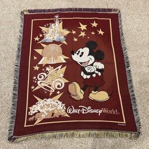 Walt Disney World Resort Throw Blanket Mickey Mouse 4 Parks Woven Tapestry 57x47
